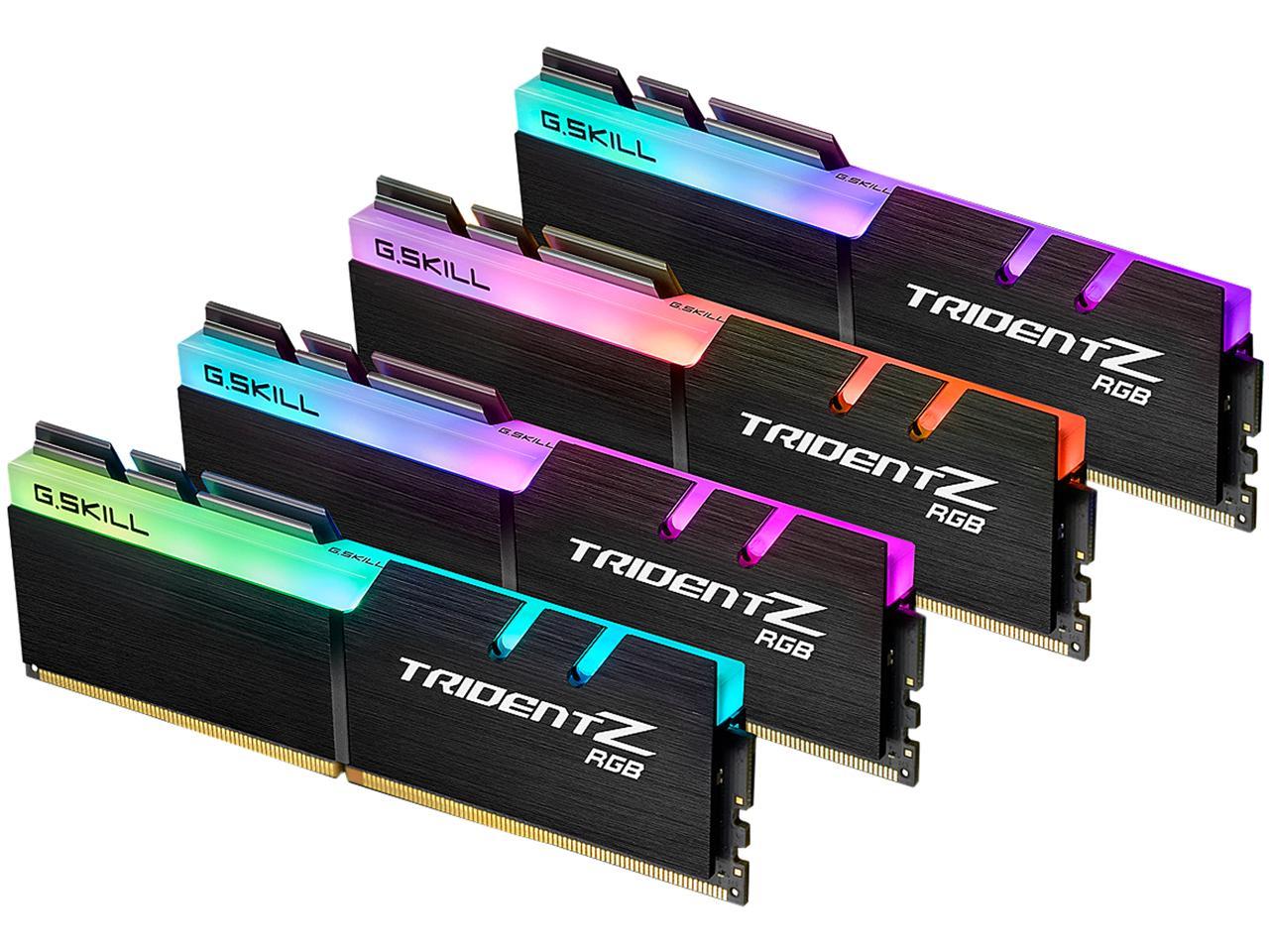 G.SKILL TridentZ RGB Series 64GB (4 x 16GB) 288-Pin PC RAM DDR4 3600 (PC4 28800) Intel XMP 2.0 Desktop Memory Model F4-3600C14Q-64GTZRA