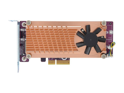 QNAP QM2-2P-344 Dual M.2 PCIe SSD Expansion Card, Supports up to Two M.2 2280/22110 Form Factor M.2 PCIe (Gen3 x4) SSDs, PCIe Gen3 x4 Host Interface, Low-Profile Bracket pre-Loaded