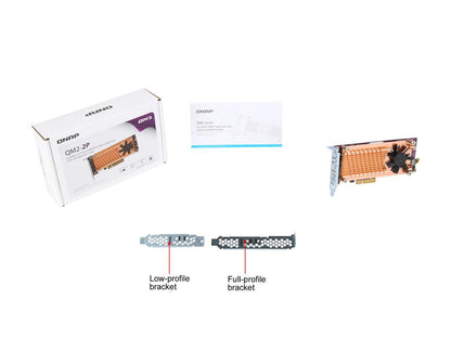 QNAP QM2-2P-344 Dual M.2 PCIe SSD Expansion Card, Supports up to Two M.2 2280/22110 Form Factor M.2 PCIe (Gen3 x4) SSDs, PCIe Gen3 x4 Host Interface, Low-Profile Bracket pre-Loaded