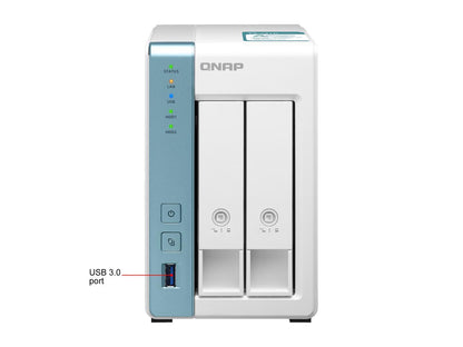 QNAP 2-Bay Personal Cloud NAS for Backup and Data Sharing 4-core 1.7GHz 1GB RAM w/ Lockable Drive Tray TS-231K-US
