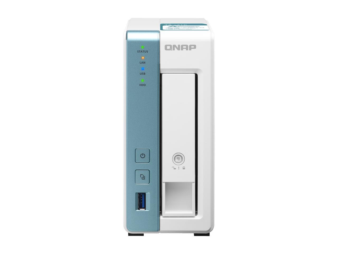 QNAP 1-Bay Personal Cloud NAS for Backup and Data Sharing 4-core 1.7GHz 1GB RAM w/ Lockable Drive Tray TS-131K-US