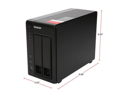 QNAP TS-251+-8G-US 2-Bay Personal Cloud NAS with HDMI output. DLNA, AirPlay and PLEX Support Black Case, Remote Control included