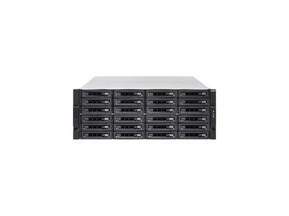 QNAP 24-bay 10GbE NAS and iSCSI/ IP-SAN. 4U, SAS 12G, SAS/SATA 6G, 4 x 1GbE, Build in 2 x 10GbE (SFP+), 40GbE-ready, Redundant PSU