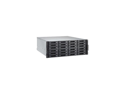 QNAP 24-bay 10GbE NAS and iSCSI/ IP-SAN. 4U, SAS 12G, SAS/SATA 6G, 4 x 1GbE, Build in 2 x 10GbE (SFP+), 40GbE-ready, Redundant PSU