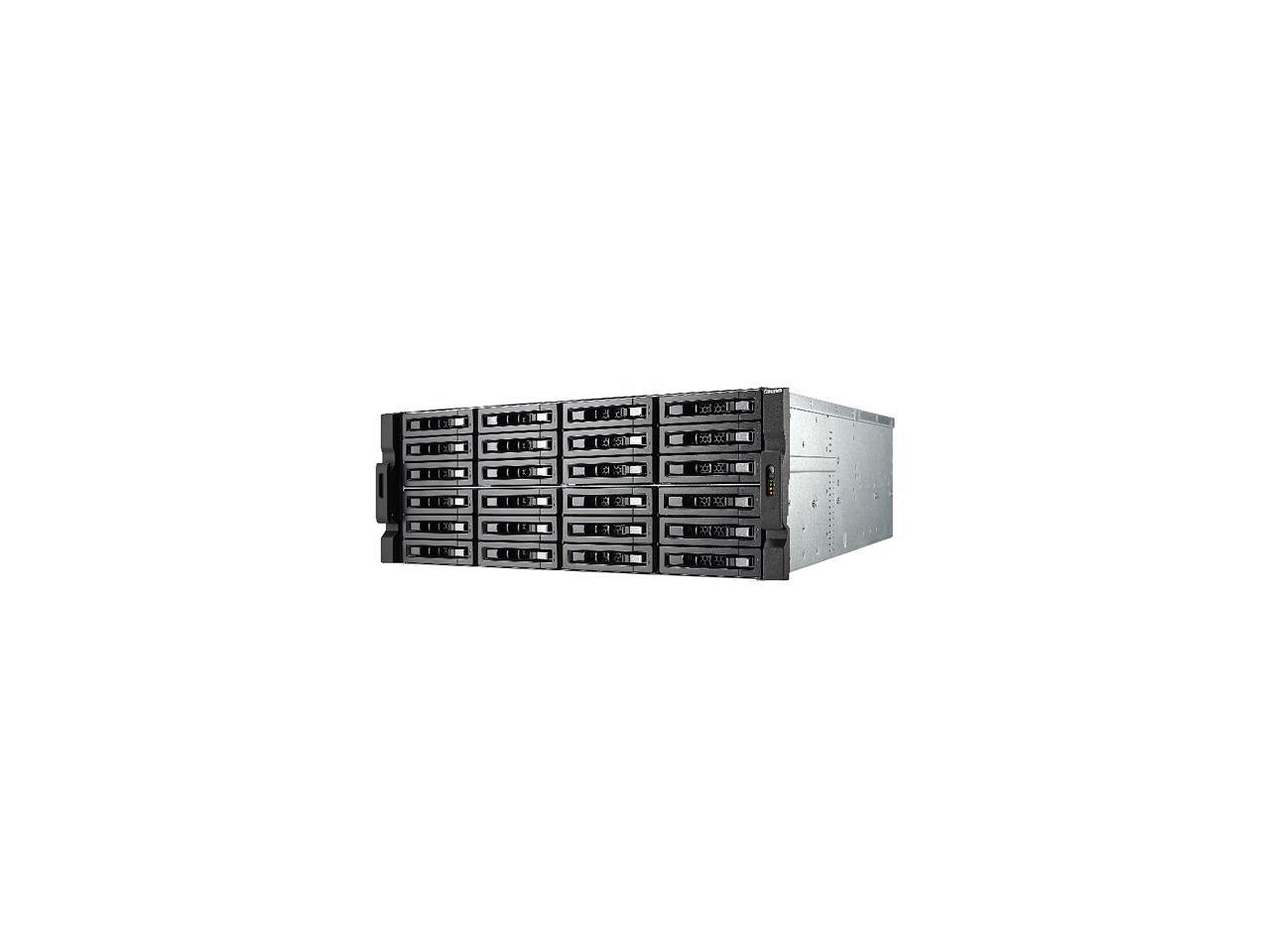 QNAP 24-bay 10GbE NAS and iSCSI/ IP-SAN. 4U, SAS 12G, SAS/SATA 6G, 4 x 1GbE, Build in 2 x 10GbE (SFP+), 40GbE-ready, Redundant PSU