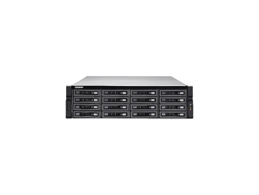 QNAP 16-Bay 10GbE iSCSI NAS, 3U, SATA 6G, 4 x 1GbE, 2 x 10GbE (SFP+), 40GbE-ready, Redundant PSU