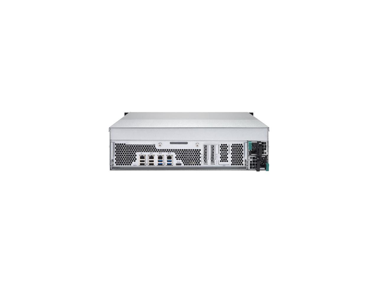 QNAP 16-Bay 10GbE iSCSI NAS, 3U, SATA 6G, 4 x 1GbE, 2 x 10GbE (SFP+), 40GbE-ready, Redundant PSU