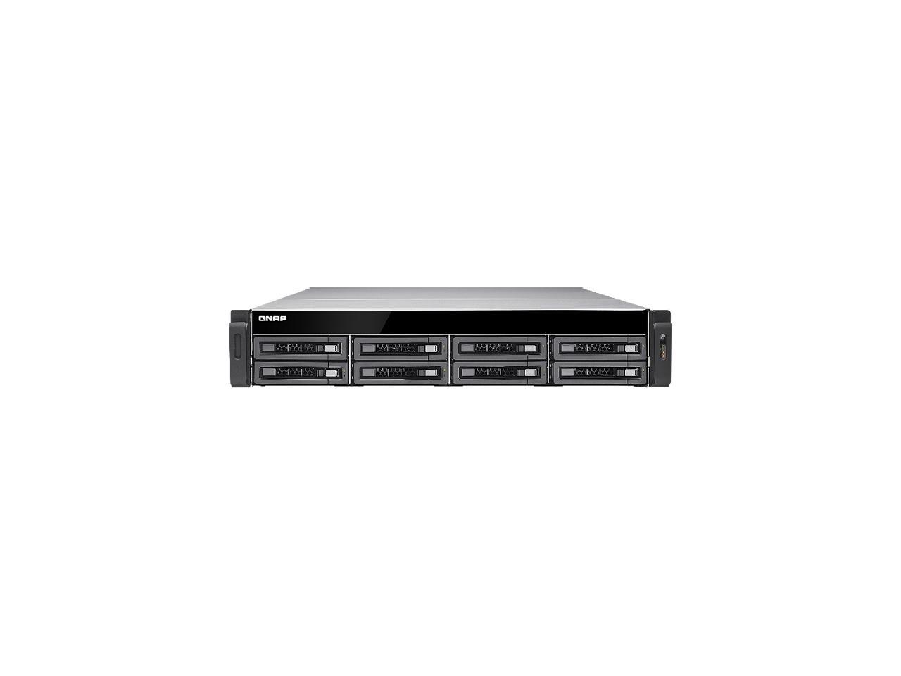 QNAP 8-Bay 10GbE iSCSI NAS, 2U, SATA 6G, 4 x 1GbE, 2 x 10GbE (SFP+), 40GbE-ready, Redundant PSU