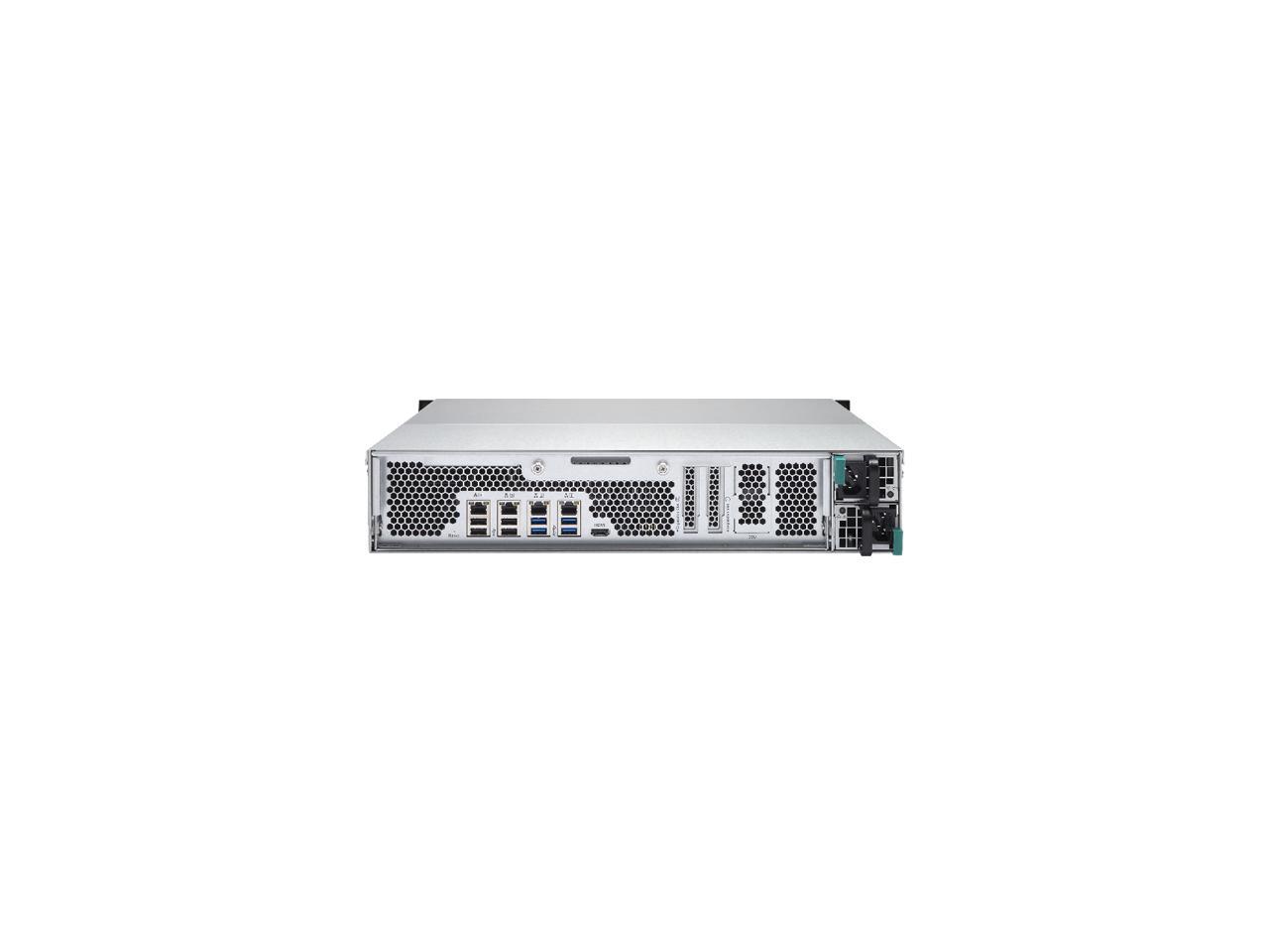 QNAP 8-Bay 10GbE iSCSI NAS, 2U, SATA 6G, 4 x 1GbE, 2 x 10GbE (SFP+), 40GbE-ready, Redundant PSU