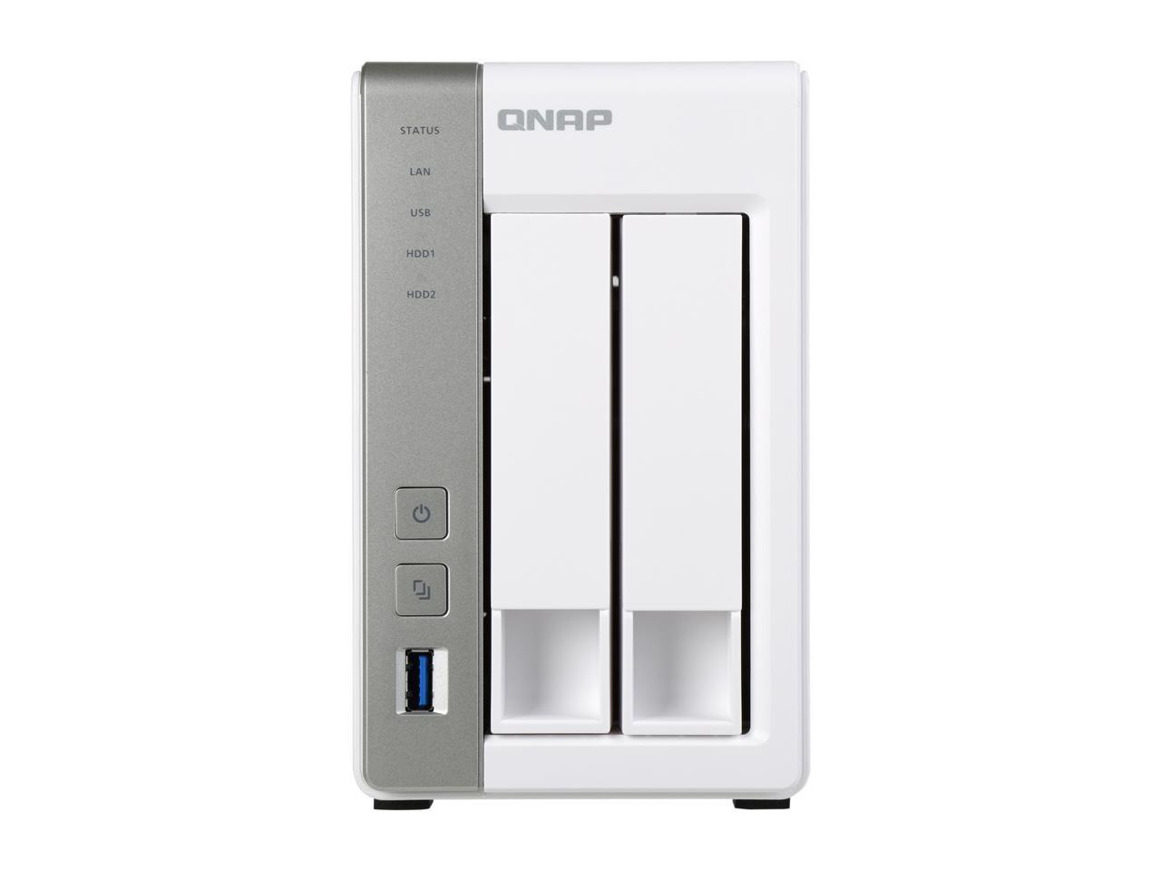 QNAP TS-231P-US 2-bay Personal Cloud NAS with DLNA, Mobile Apps and AirPlay Support. ARM Cortex A15 1.7 GHz Dual Core, 1GB RAM