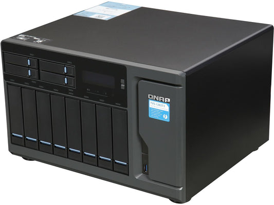 QNAP TVS-1282T3 Ultra-High Speed 12 Bay (8+4) Thunderbolt 3 NAS/iSCSI IP-SAN. Intel 7th Gen Kaby Lake Core Thunderbolt3 Port x 4 and 10Gbase-T x 2
