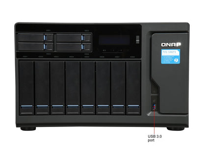 Qnap TVS-1282T3 Ultra-High Speed 12 Bay (8+4) Thunderbolt 3 NAS/iSCSI IP-SAN. Intel 7th Gen Kaby Lake Core Thunderbolt3 Port x 4 and 10Gbase-T x 2