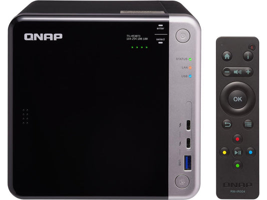 QNAP TS-453BT3-8G-US 4-Bay Thunderbolt 3 NAS. Intel Celeron J3455 Quad-core CPU, 8GB RAM, SATA 6Gb/s