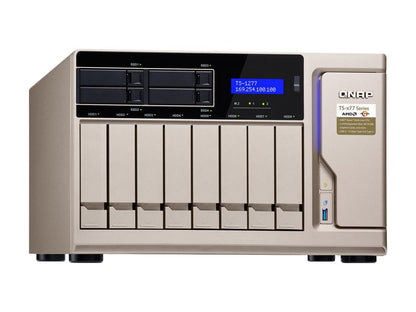 QNAP TS-1277-1700-64G-US High-Performance 12 Bay (8+4) NAS/iSCSI IP-SAN. AMD Ryzen 7 1700 8-core 3.0GHz, 64GB RAM, 10G-Ready