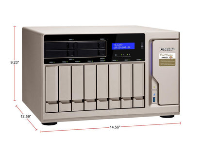 QNAP TS-1277-1700-64G-US High-Performance 12 Bay (8+4) NAS/iSCSI IP-SAN. AMD Ryzen 7 1700 8-core 3.0GHz, 64GB RAM, 10G-Ready