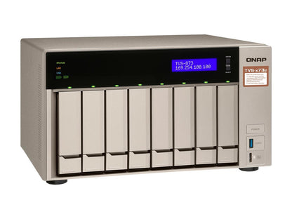Qnap 8-bay NAS/iSCSI IP-SAN, AMD R series Quad-core 2.1GHz, 8GB RAM, 10G-ready (TVS-873e-8G-US)