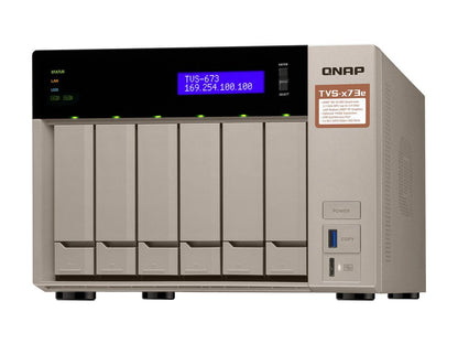 Qnap 6-bay NAS/iSCSI IP-SAN, AMD R series Quad-core 2.1GHz, 8GB RAM, 10G-ready (TVS-673e-8G-US)
