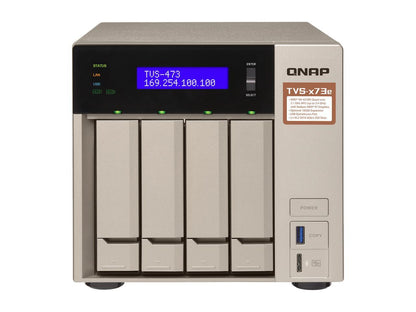 Qnap 4-bay NAS/iSCSI IP-SAN, AMD R series Quad-core 2.1GHz, 8GB RAM, 10G-ready (TVS-473e-8G-US)