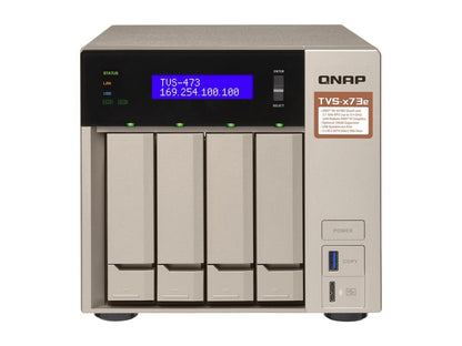 Qnap 4-bay NAS/iSCSI IP-SAN, AMD R series Quad-core 2.1GHz, 4GB RAM, 10G-ready (TVS-473e-4G-US)