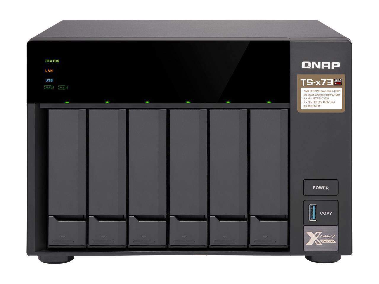QNAP TS-673-4G-US 6-Bay NAS/iSCSI IP-SAN, AMD R Series Quad-core 2.1GHz, 4GB RAM, 10G-Ready