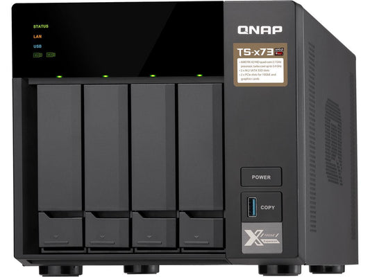 QNAP TS-473-4G-US 4-Bay NAS/iSCSI IP-SAN, AMD R Series Quad-core 2.1GHz, 4GB RAM, 10G-Ready