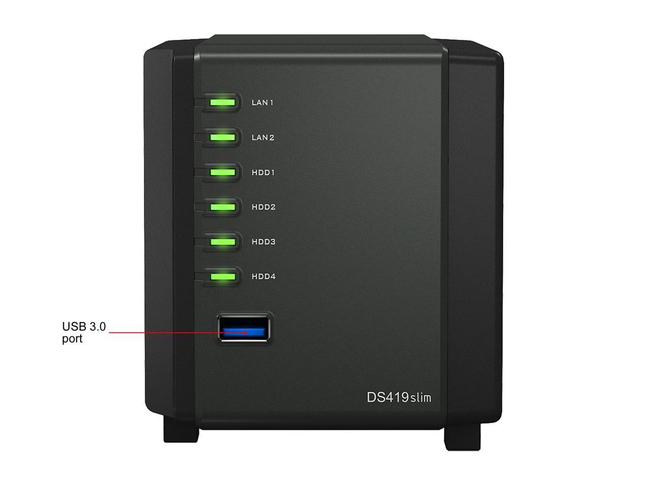 Synology 4 Bay NAS Diskstation DS419slim (Diskless)