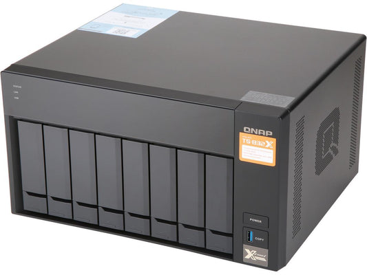 QNAP TS-832X-8G-US High-Performance 8-Bay 64-bit NAS Built-in 2 x 10GbE (SFP+) Network, Hardware Encryption, Quad Core 1.7GHz, 8GB RAM, 2 x 1GbE