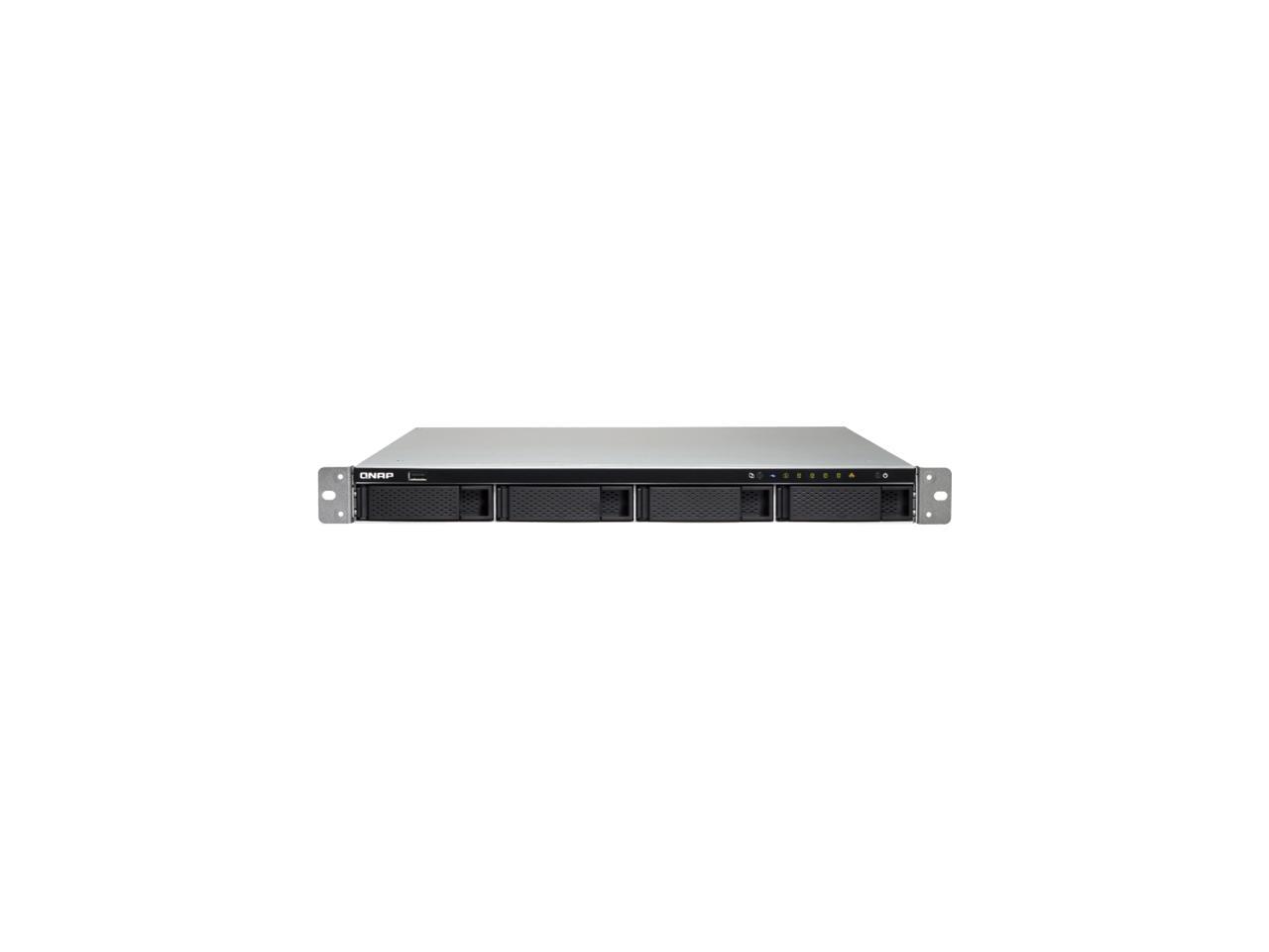 QNAP TS-463XU-RP-4G-US 1U 4-Bay AMD 64bit x86-based NAS iSCSI/IP-SAN, Quad Core 2.0GHz, 4GB RAM, 4 x 1GbE, 1 x 10GbE (10GBASE-T), Redundant PSU