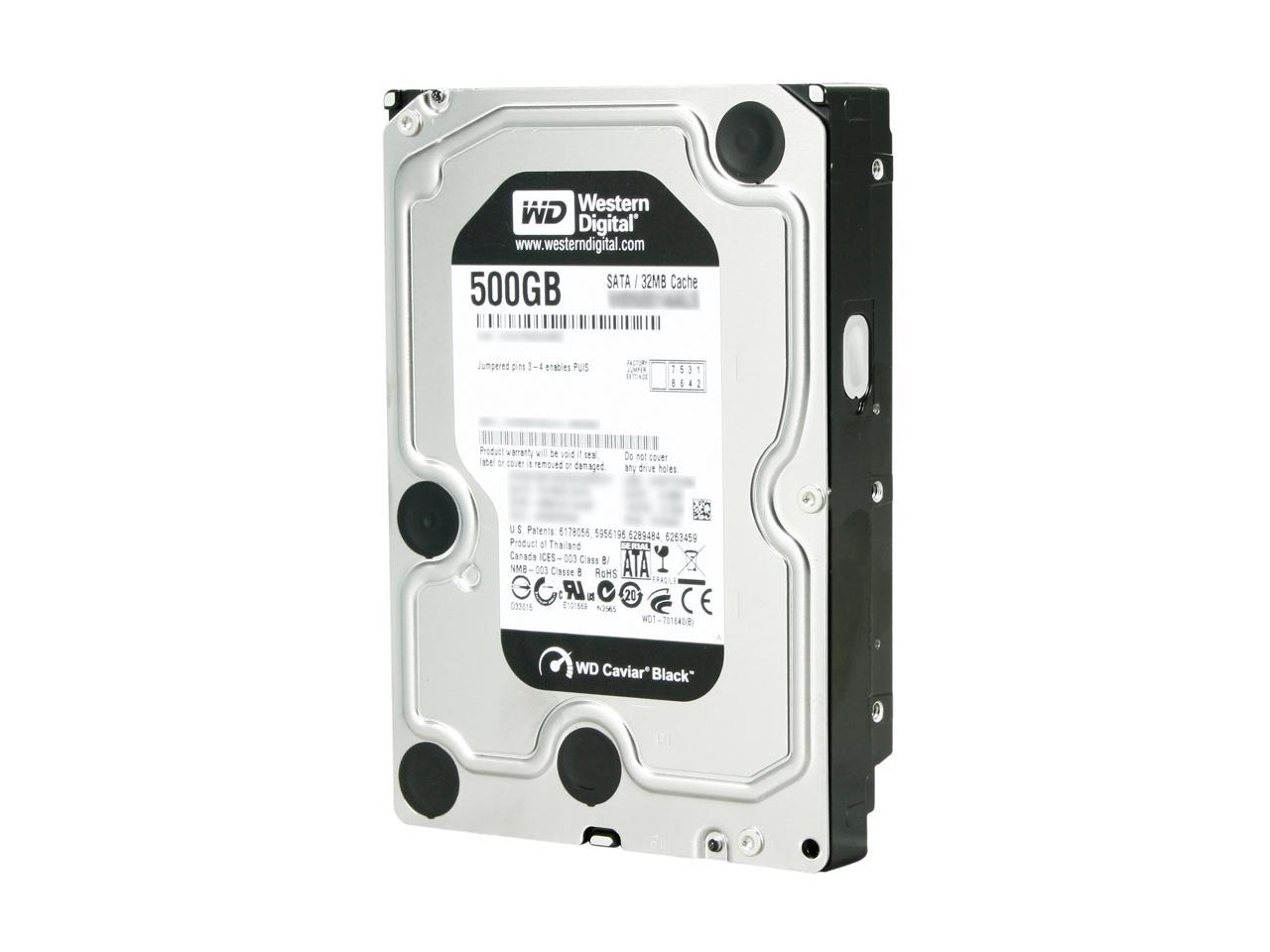 Western Digital Black WD5001AALS 500GB 7200 RPM 32MB Cache SATA 3.0Gb/s 3.5" Internal Hard Drive Bare Drive