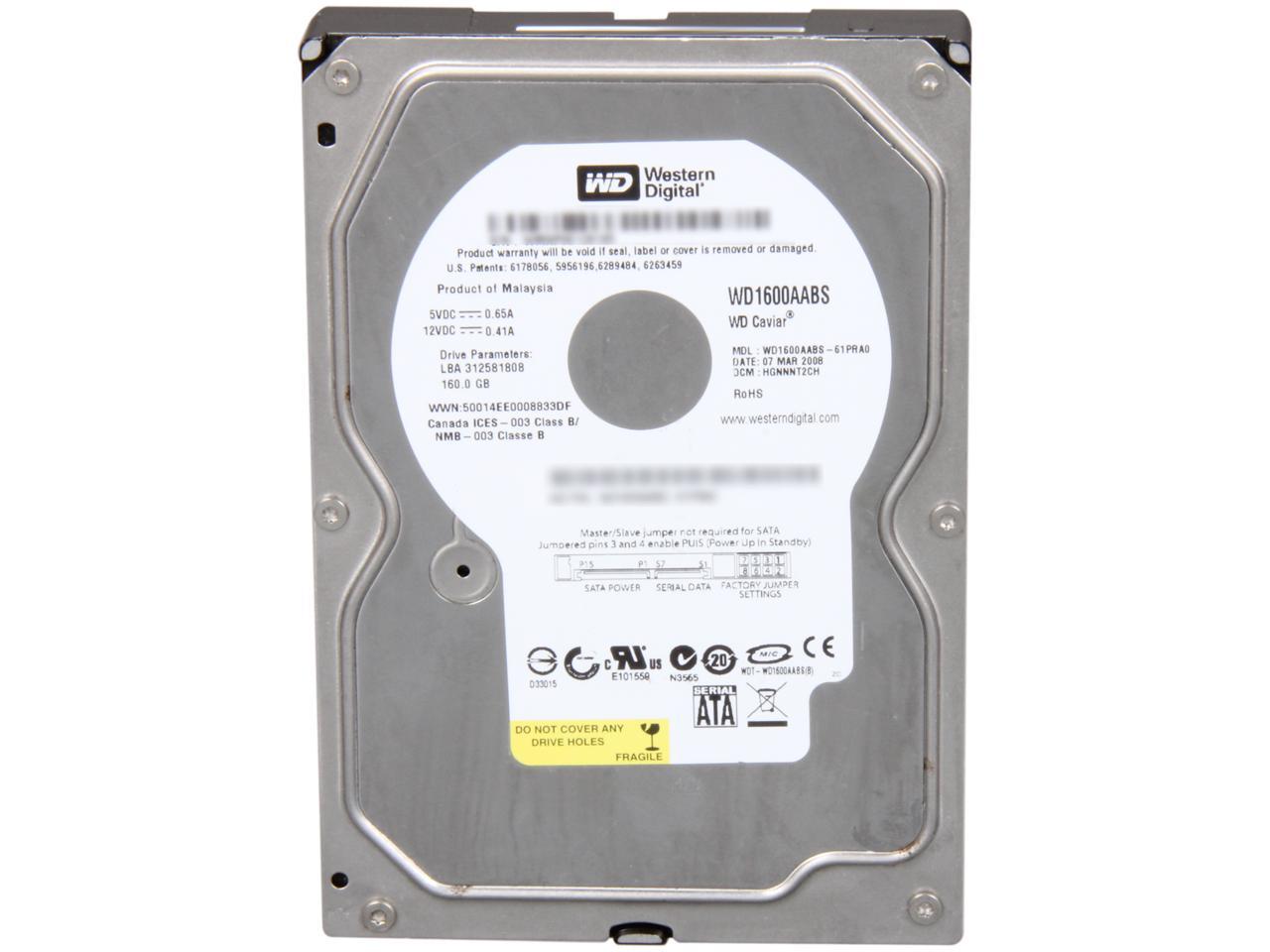 Western Digital Caviar SE WD1600AABS 160GB 7200 RPM 2MB Cache SATA 3.0Gb/s 3.5" Internal Hard Drive Bare Drive