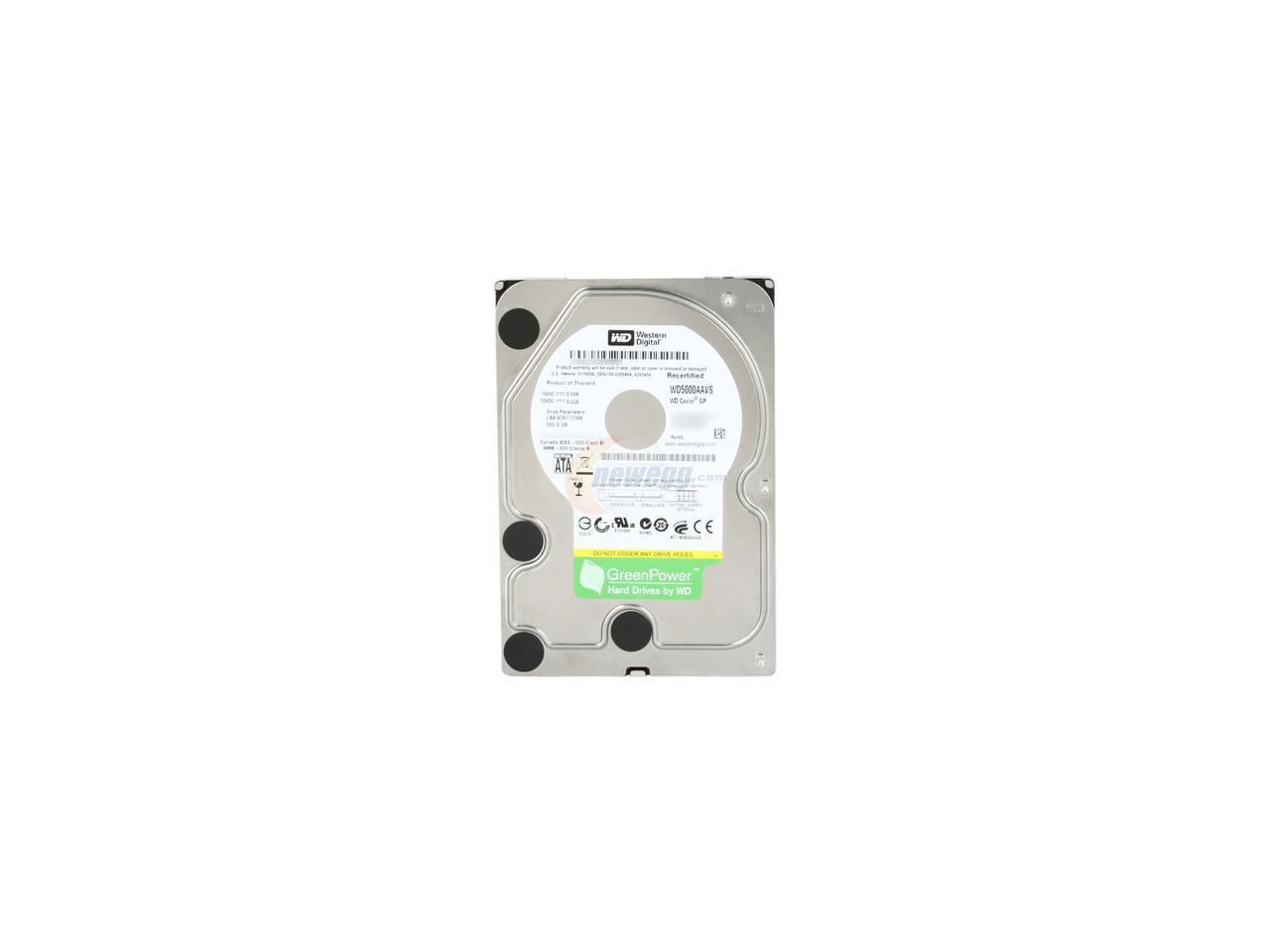 WD WD Green WD5000AAVS 500GB 7200 RPM 8MB Cache SATA 3.0Gb/s 3.5" Hard Drive Bare Drive