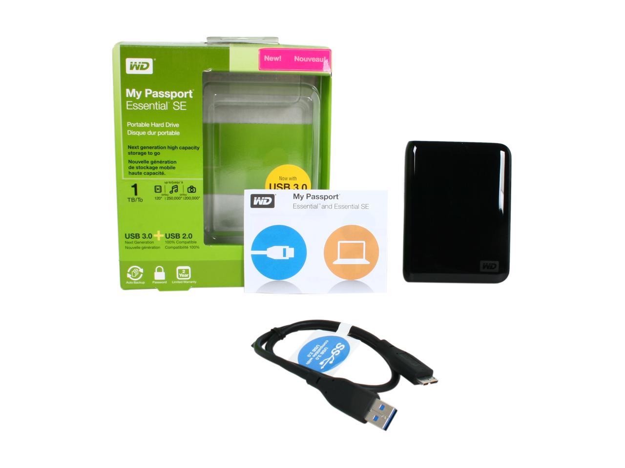 Western Digital My Passport Essential SE 1TB Portable Hard Drive (Black)