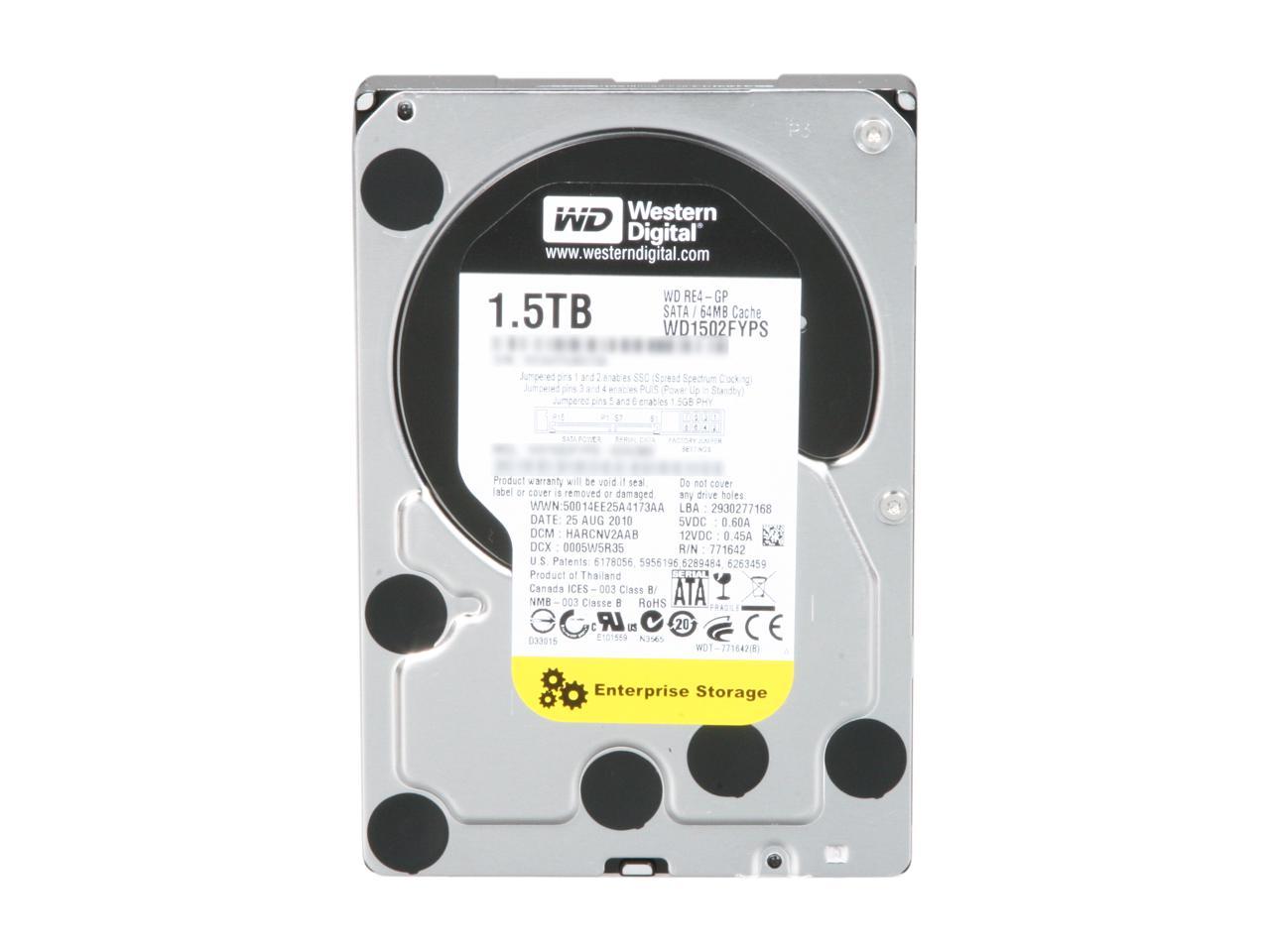 WD WD RE4-GP WD1502FYPS 1.5TB 64MB Cache SATA 3.0Gb/s 3.5" Internal Hard Drive