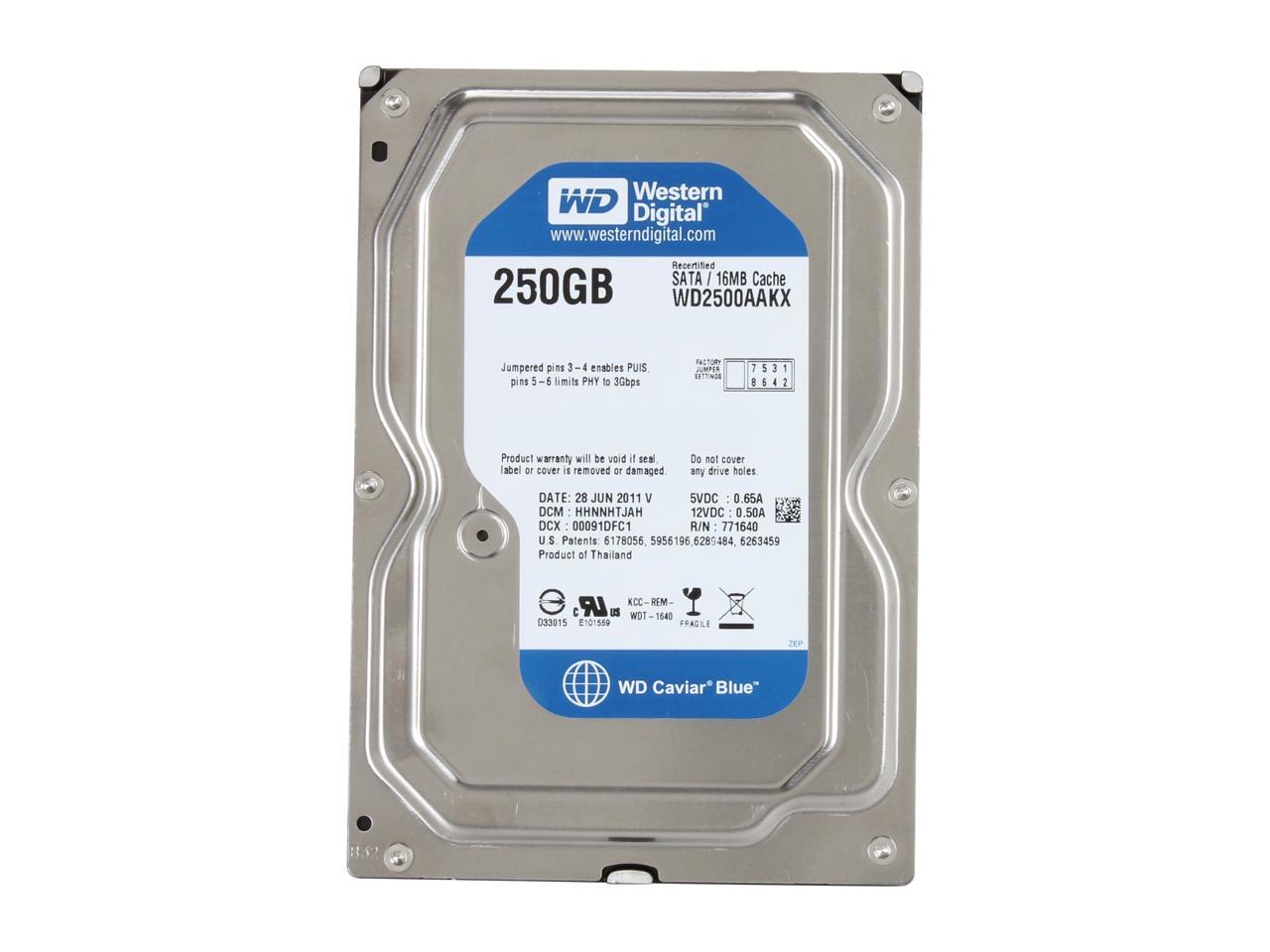 Western Digital 250GB 7200 RPM 16MB Cache SATA 6.0Gb/s 3.5" Internal Hard Drive – Manufacturer Refurbished