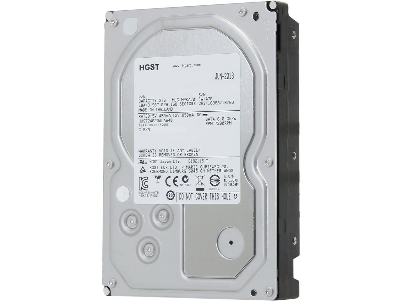 HGST Ultrastar 7K4000 HUA724020ALA640 (0F14690) 2TB 7200 RPM 64MB Cache SATA 6.0Gb/s 3.5" Enterprise Hard Drive Bare Drive