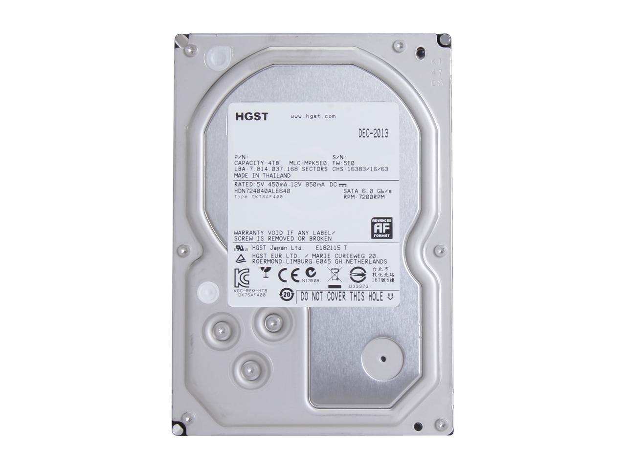 HGST Deskstar NAS 3.5" 4TB 7200 RPM 64MB Cache SATA 6.0Gb/s High-Performance Hard Drive for Desktop NAS Systems Retail Packaging