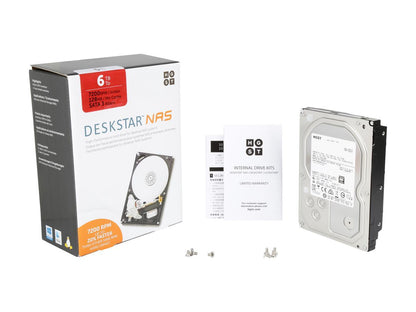 HGST DeskStar NAS 3.5" 6TB 7200 RPM 128MB Cache SATA 6.0Gb/s High-Performance Hard Drive for Desktop NAS Systems Retail Packaging 0S04007