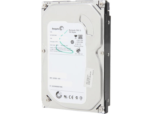 Seagate BarraCuda 7200.12 ST3160318AS 160GB 7200 RPM 8MB Cache SATA 3.0Gb/s 3.5" Internal Hard Drive Bare Drive