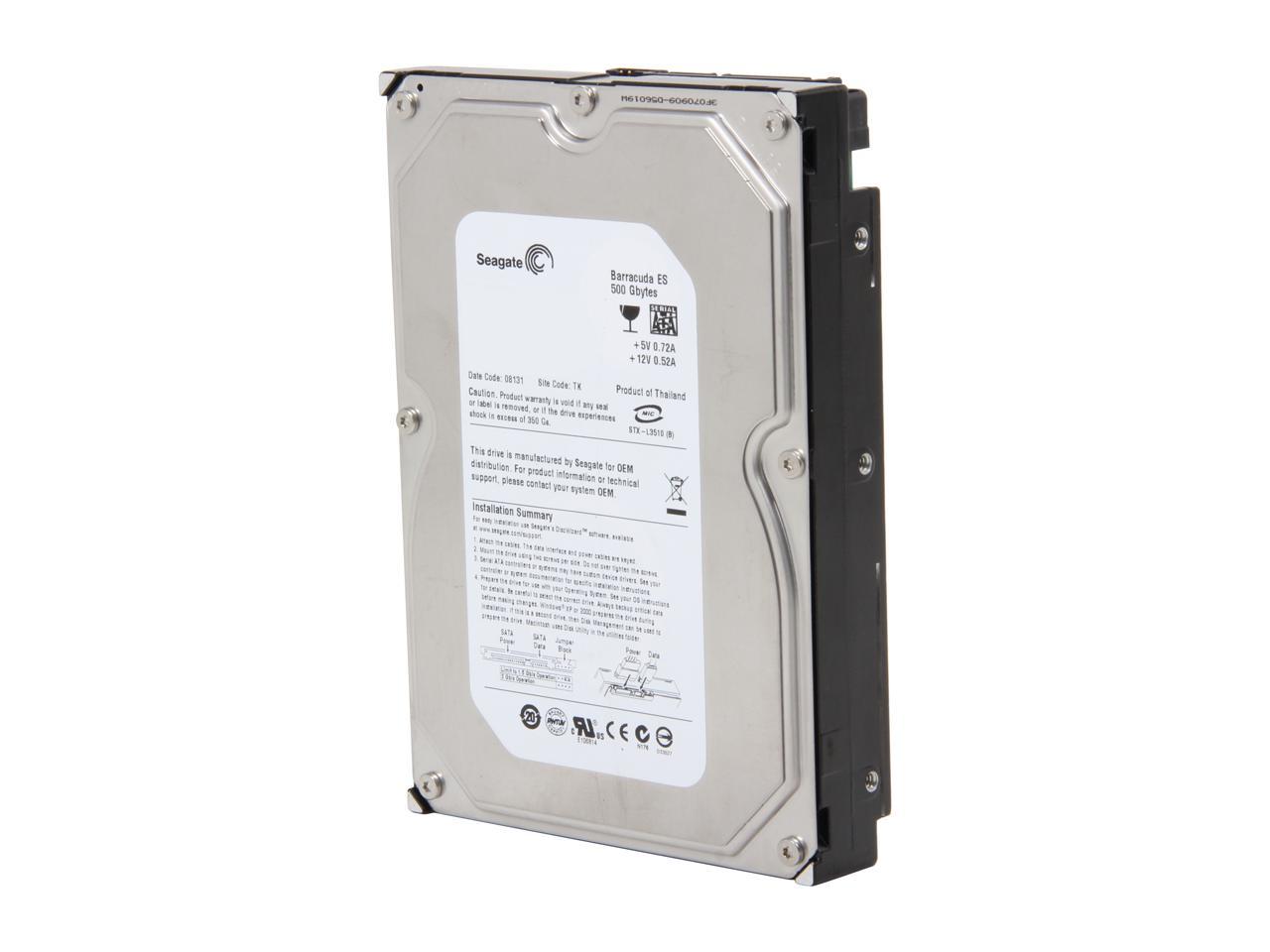 Seagate BarraCuda ES ST3500630NS 500GB 7200 RPM 16MB Cache SATA 3.0Gb/s 3.5" Hard Drive Bare Drive