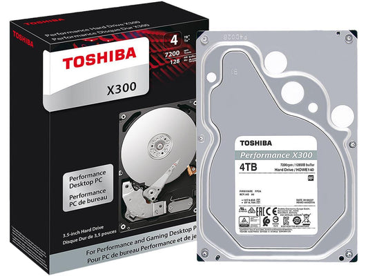 Toshiba X300 4TB Performance Desktop and Gaming Hard Drive 7200 RPM 128MB Cache SATA 6.0Gb/s 3.5 Inch Internal Hard Drive Retail Packaging HDWE140XZSTA
