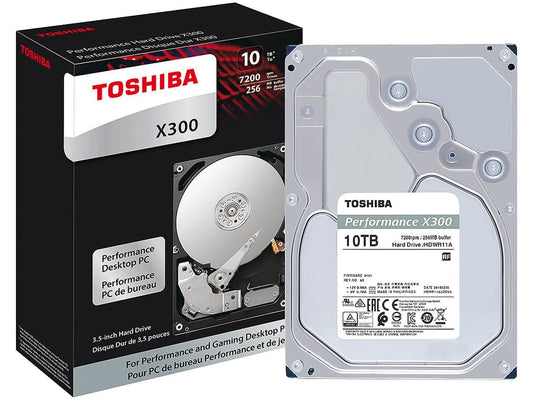 Toshiba X300 10TB Performance & Gaming Internal Hard Drive 7200 RPM SATA 6Gb/s 256MB Cache 3.5 inch - HDWR11AXZSTA (RETAIL PACKAGE)