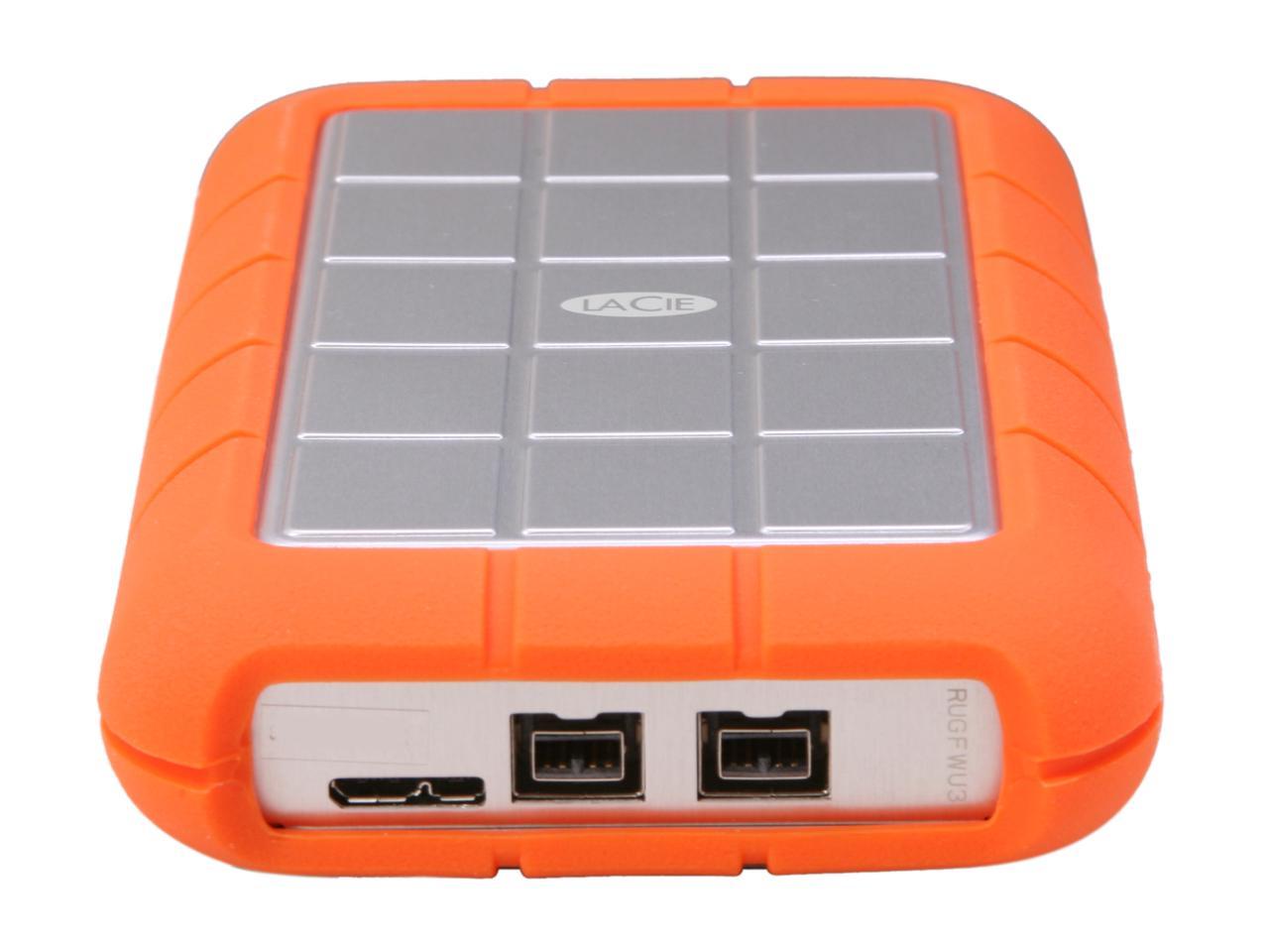 LaCie 500GB Rugged Triple Portable External Hard Drive USB 3.0 / 2 x Firewire800 Model LAC301983 Orange