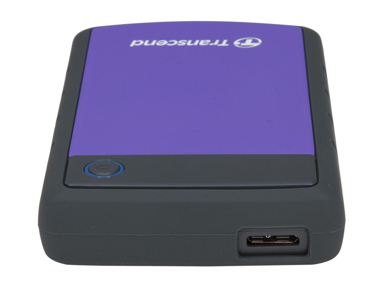 Transcend 2TB StoreJet 25H3 Military-grade Shock Resistance Portable External Hard Drive USB 3.0 Model TS2TSJ25H3P Purple