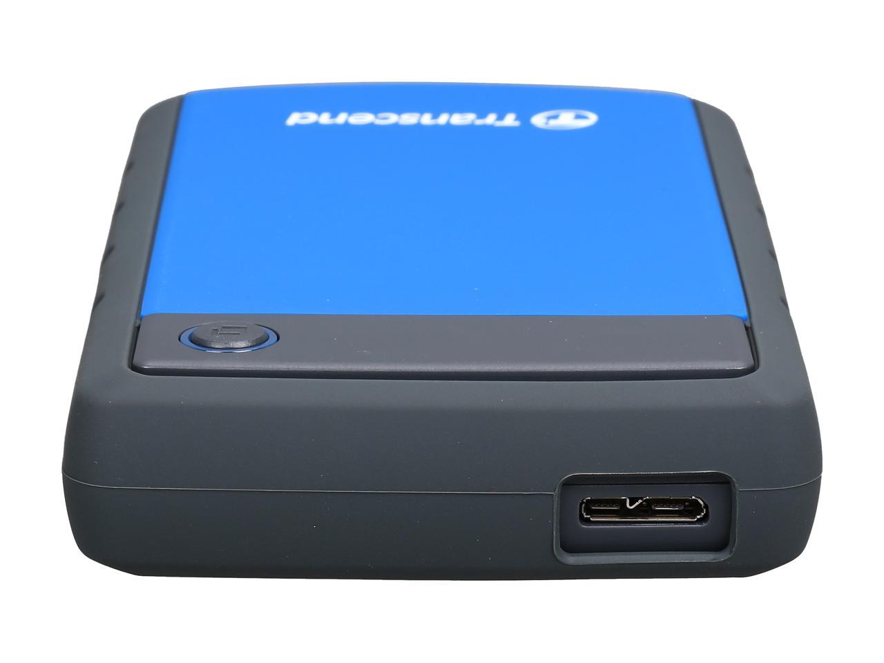 Transcend 2TB StoreJet 25H3 Military-grade Shock Resistance Portable External Hard Drive USB 3.0 Model TS2TSJ25H3B Blue