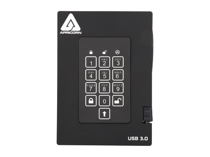APRICORN Aegis Padlock Fortress 1TB USB 3.0 Portable FIPS 140-2 Encrypted External Hard Drive With PIN Access A25-3PL256-1000F