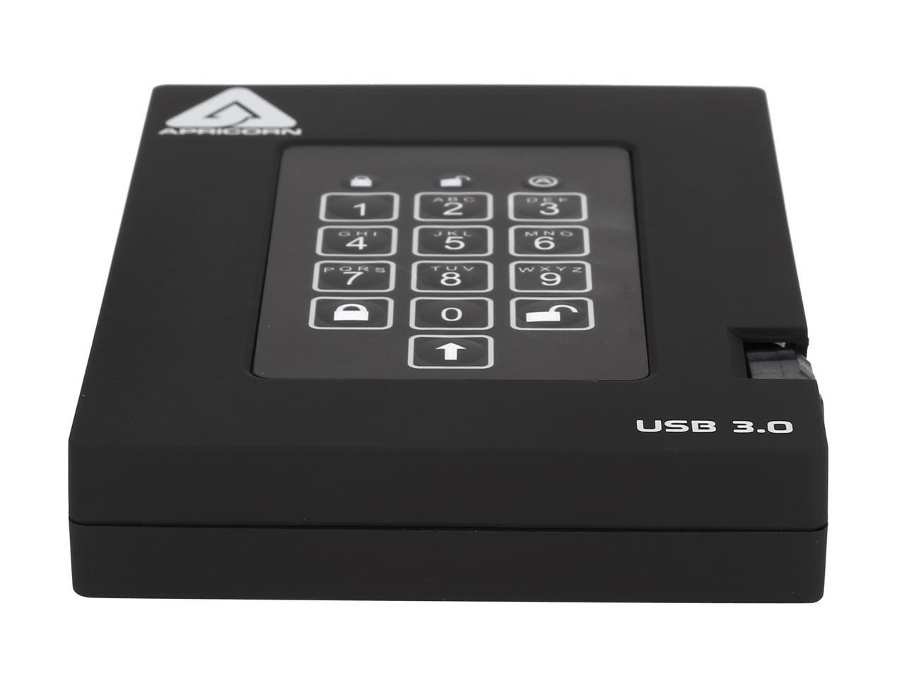APRICORN Aegis Padlock Fortress 1TB USB 3.0 Portable FIPS 140-2 Encrypted External Hard Drive With PIN Access A25-3PL256-1000F