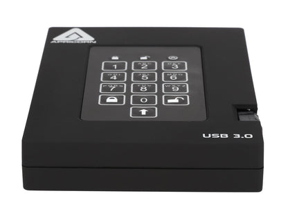 APRICORN Aegis Padlock Fortress 1TB USB 3.0 Portable FIPS 140-2 Encrypted External Hard Drive With PIN Access A25-3PL256-1000F