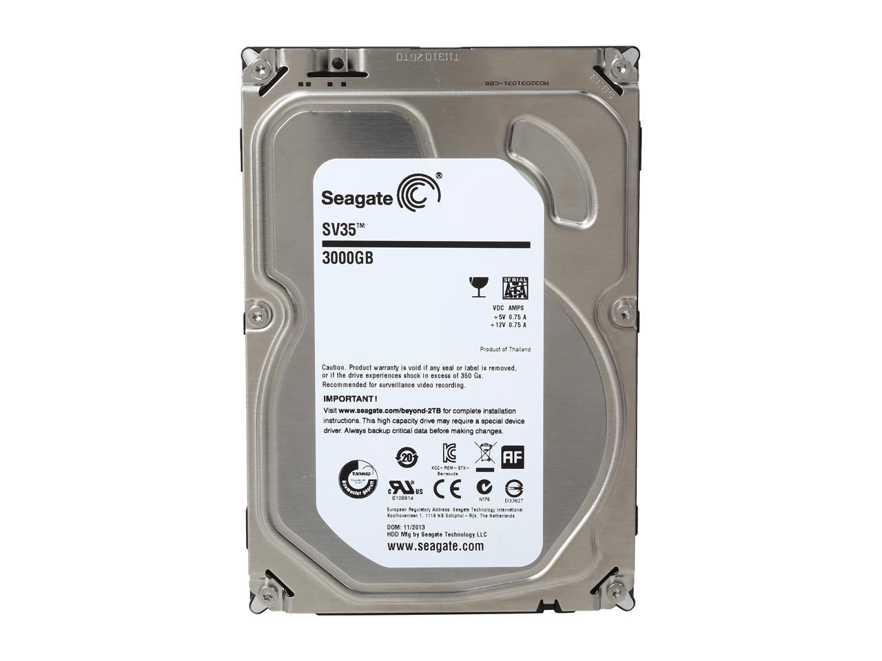 Seagate SV35.6 Series ST3000VX000 3TB 7200 RPM 64MB Cache SATA 6.0Gb/s 3.5" Surveillance Hard Drive Bare Drive