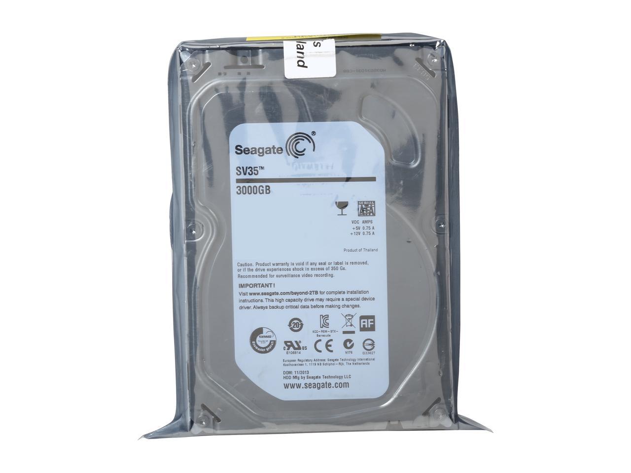 Seagate SV35.6 Series ST3000VX000 3TB 7200 RPM 64MB Cache SATA 6.0Gb/s 3.5" Surveillance Hard Drive Bare Drive