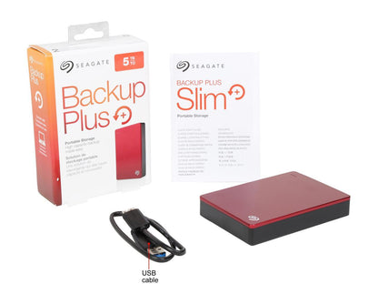 Seagate Backup Plus 5TB USB 3.0 Portable External Hard Drive - STDR5000103 (Red)